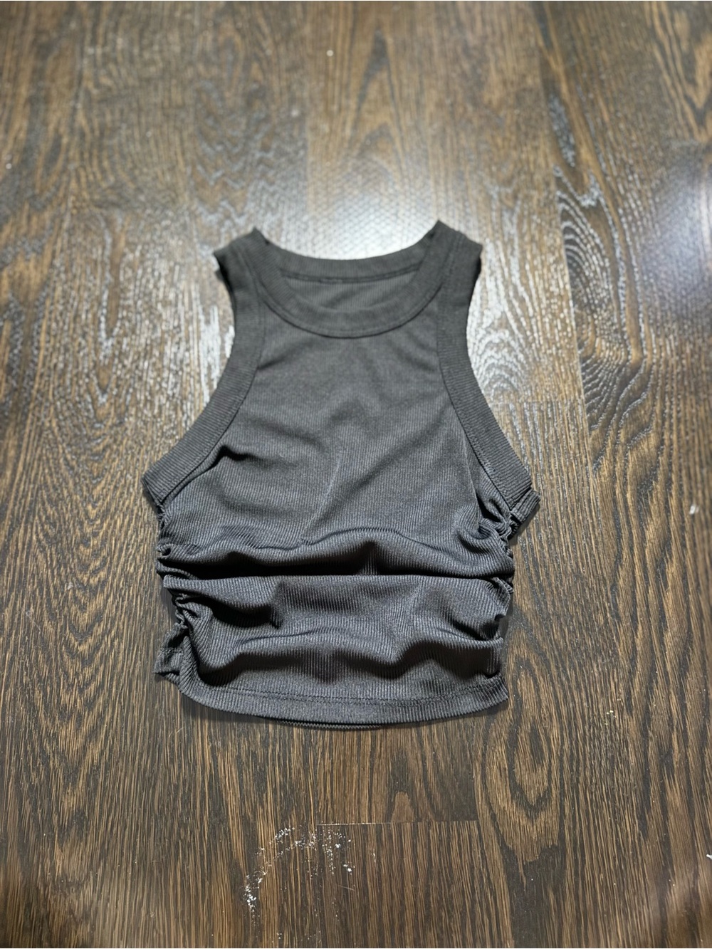 Aritzia Black Ribbed Ruched Tank Top - Women